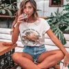 Boho Inspired Casual Summer Tee o-hals Kort ärm Grafisk tryck T Shirt Chic 2019 New Boho Tee Gypsy T Shirts Women Top Female T200110