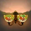 Rétro style tiffany applique double tête salon salle à manger couloir lampe en verre américain vitraux appliques murales TF039