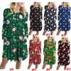 Vestidos de Papai Noel do Natal do boneco de neve impresso longo mangas soltas Saia Raparigas Roupa descontraída Para Xmas Party Vestido LJJA3430