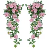2M długa sztuczna róża winorośl jedwabny kwiat Garland wiszący koszyki bluszcz rattan dom na świeżym ślubie łuk ogrodowy dekoracja ściany 4226221