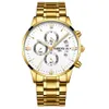 NIBOSI Chronograph Herrklockor Top Märke Lyx Business Watch Herrklocka Relogio Masculino Vattentät Quartz Guld Armbandsur