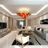 Modern Chandelier LED Lights Source Mouth Blown Glass Pendant Lighting Fixtures Sunset Orange Yellow Hanging Lamp Home indoor Ligh234Y