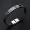 Popular Mens Gift High Quality Handmade 20 CM Black Silicone Health Stainless Steel Bracelet for Sale