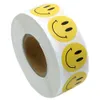 Paquete de papel sonriente de 1 pulgada, etiqueta autoadhesiva redonda, rollo de ropa circular, pegatinas, calcomanía para niños de guardería