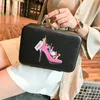 Designer-professionelle Make-up-Tasche mit hoher Fersen-Muster tragbarer Cartoon-Make-up-Gehäuse-Leder-Schönheits-Fall-Trunk Handgehaltene koametische Tasche