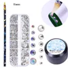 Bluezoo Ab Clear Nail Art Rhinestones Glitter Flat Multi Size Nail Art Decorations with stippen Lijm Manicure Set7858418