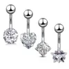 1PC Single Crystal Rhinestone Steel Navel Ring Belly Piercing Fashion Navel Earring Barbell Belly Button Rings Sexy Body Jewelry