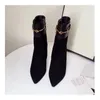 La venta caliente-lujo de las nuevas mujeres del tobillo botas de tacón de 10 cm Caballero Moda 100% piel de oveja Suede zapatos de cuero tamaño 35-40