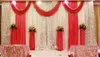 10ftx20ft Sequins Beads Edge Design wedding backdrop curtain with swag backdrop wedding decoration romantic Ice silk stage curtains