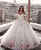 Prinses Baljurk Trouwjurk Abonneer Dubai van de schouder Sweetheart 3D Bloemen Plus Size Vestidos de Novia Bruidsjurken 2022