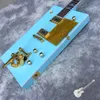 Custom New Electric Guitar in Blue Generous Shape Gold Hardware Customizable All Colors Logo Custom support drop