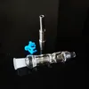 Nector Collector Kits Mini Glas Vattenrör Hookahs Samlar 10mm 14mm Joint Water DAB Oljeplattformar med Titan Nail Plast Keck Clip NC12