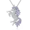 Crystal Unicorn Pendant Necklace Silver Rose Gold Chain Fashion Design Full Rhinestone Horse Animal Women Christmas Party Jewelry Lovely Birthday Gift for Lady