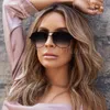 Luxury-Brand Designer Fashion Solglasögon Oversized Pilot Sun Glasögon för Kvinnor Neder Lunettes Femme
