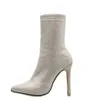 Venda quente-feminino botas de inverno Rhinestone brilhante decorativo lado zíper apontado 11.5cm alto salto alto botas moda confortável sapatos mulheres