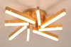 Lámpara de techo led de madera maciza nórdica, lámpara de salón de troncos simple moderna, luz de dormitorio, comedor, luz de techo personal MYY