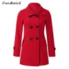 Manteau de laine d'hiver à manches longues gratuites d'autruche Poches pour femmes Casaco Feminino Dames Automne Nouveau Manteau de laine mince N30