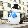 Outdoor-Winter-dekorativer großer aufblasbarer Schneemann-Modell 3 m/5 m riesiger süßer weißer Luft-Schneemann-Ballon für Weihnachtsdekoration