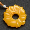 Fine Jewelry Chiny Naturalne Piękne ręcznie rzepane żółte jadecie Lotus Kształt Wisianek 6324468