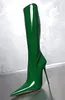 Kolnoo handgjorda damer mid-calf stövlar super-häl klänning halv stövlar pekade tå sexiga högklackade mode stövlar skor D178