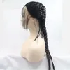 Middle Part Long Double Braids Straight Natural Black Purple Ombre Brown Flätad Syntetisk Ljus Brun Swiss Lace Front Wig med Baby Hair