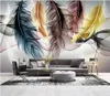 Custom Photo Wallpaper For Walls 3D mural wallpapers Small fresh hand drawn feather living room mural sofa background wall painting decor