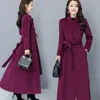 2020 Vinter Ny Cashmere Jacket var tunn Stående krage Super Long Woolen Solid Färg Coat Kvinnor över Fashion Woolen Coat1