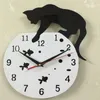 석영 시계 Cat 벽 시계 아크릴 거울 Reloj 앞 Horloge 바늘 DIY 시계 거실에 현대적인 장식 시계 3D 스티커