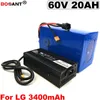 60V 20AH E-bike lithium battery for Bafang BBSHD 1500W Electric bicycle Battery 60V for original LG 18650 cell with 5A Charger