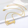 Aço inoxidável nome personalizado coroa colar jóias rosa ouro cor de prata personalizado