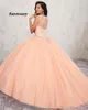 Perlenbesetzte Kristalle Ballkleid Quinceanera-Kleider, Schlüsselloch-Rücken, Sweet-16-Kleid, Abschlussball-Party-Kleider in Übergröße