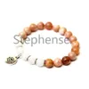 MG065 2A grau Moonstone Lotus Pulseira Natural Sunstone Gemstone Chakra Yoga Pulseira Novo Design pulseira Mala Balance