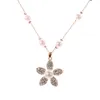 mode gros-or design doux mignon courte femme élégante perle classique collier déclaration choker avec pendentif à fleurs en cristal