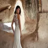 2020 Eddy K Mermaid Wedding Dresses Sexy V-neck Sleeveless Appliqued Lace Bridal Gown Custom Made Sweep Train Boho Robes De Mariée