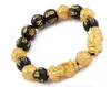 Bracelet Pixiu 3D plaqué or, perles d'obsidienne noire, Bracelet porte-bonheur chinois Feng Shui, bijoux animaux 319K