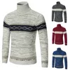 Fashion-Mens Slim Fit Sweater for Autumn and Winter Turtle Neck Knitted Pullover Classic Panalled Patterns Free Shipping Knitting Clothing