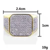 High Grade New Design Gold Plated 3A Cubic Zirconia Rings Men's Hip Hop Iced Out Micro CZ Ring Gold Plated Brass Jewelry