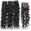 Ishow 8-28 Brazilian Kinky Curly Body Wave Human Hair 3/4 Bundles With 4x4 Lace Closure Virgin Hair Extensions Deep Loose for Women Black Natural Color