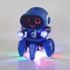 Electric Dance Six Claw Octopus Robot Juguetes para niños Mascotas electrónicas Luces LED de colores Varias caminatas musicales Rueda universal flexible Regalos de cumpleaños para niños de Navidad 2-1