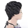 Short Lace Front Human Hair Brazilian Finger Wave Ocean Wave Pixie Cut Lace Part Human Hair