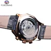 Forsining Golden Mechanical Mens Watches Square Automatic Moonphase Tourbillon Date Genuine Leather Band Watch Clock Gift