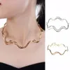 Fashion- Fashion Gold Silver Wave Chain Solid Alloy Bib Choker Statement Necklace Jewelry