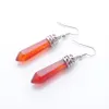 Wojiaer Natural Red Agate Gemstone Dangle Earrings Hexagonal مدببة reiki chakra الخرز للنساء المجوهرات R3064