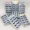 Heta säljer bästa pris 5 par naturliga tjocka syntetiska ögonfransar smink handgjorda falska kors falska ögonfransar med holografisk låda DHL gratis