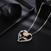 10pcs/lots Personality Love heart Rose Two-tone Necklaces Female birthday party Valentine's Day Gift T-120