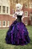 2020 New Purple and Black Organza Taffeta Ball Gown Gothic Wedding Dress Corset Victorian Halloween Bridal Gowns Custom Made