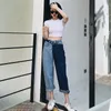 Harajuku Hohe Taille Jeans Frau Hit Farben Patchwork Denim Hosen Boyfriend-Jeans Mode damen Streetwear Koreanische kleidung neue