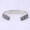 S925 sterling silver ancient retro vintage engraving pattern double tiger head bracelet8028623