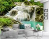 3d Wallpaper Living Room Green Forest Beautiful Waterfall HD Digital Printing Moisture-proof Wall paper