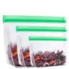 Reusable Food Storage Bags Stand-Up PEVA Ziplock Freezer Safe Leakproof Washable Bags for Lunch Snack Fruit Vegetables Travel Home Orangize